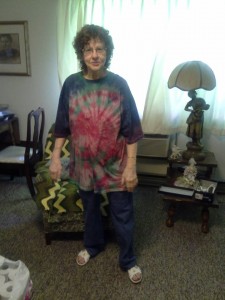 mom in tie dye shirt I made
